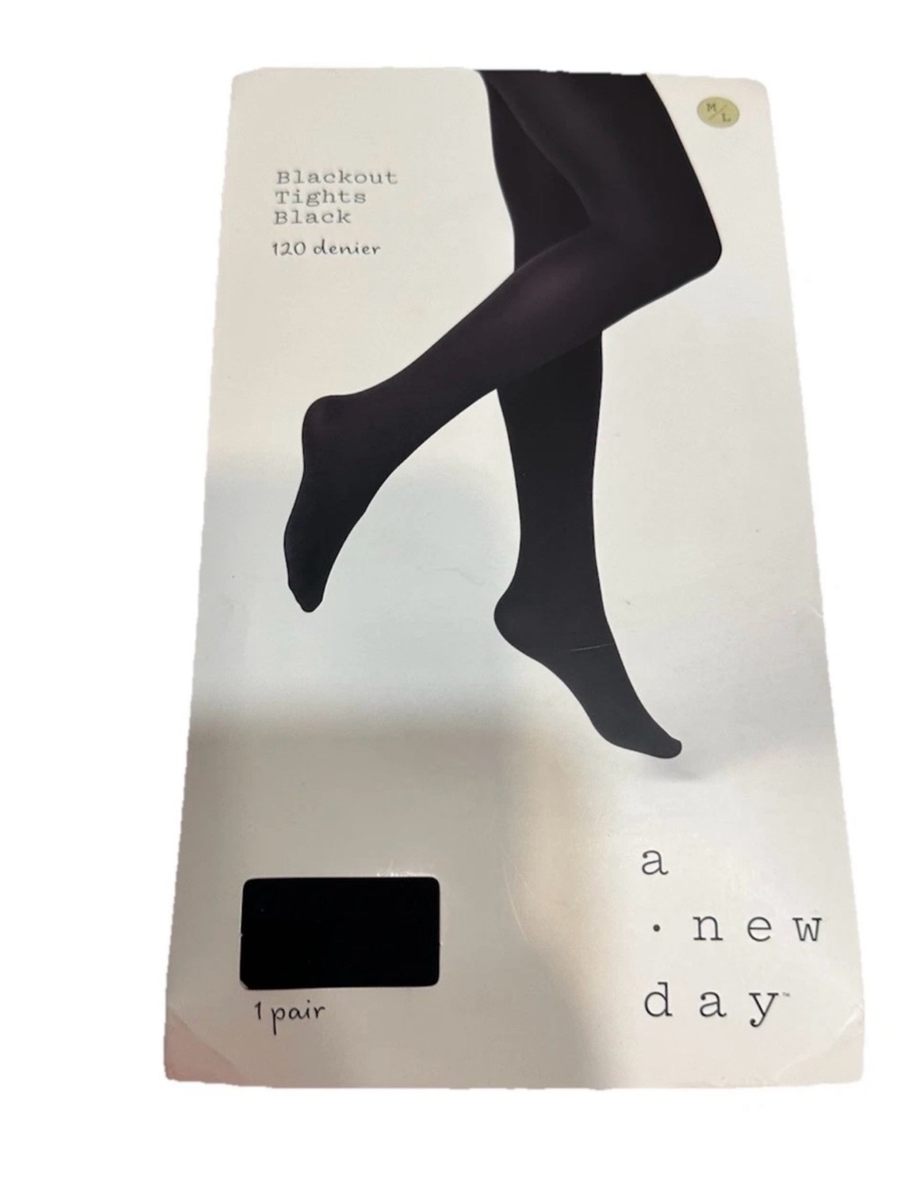 A New Day Women’s Blackout Tights M/L Black Ebony 120 Denier Opaque NEW